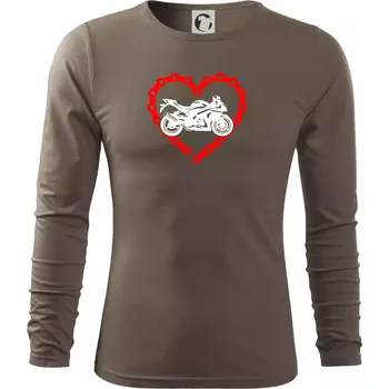 Pánské tričko Moto srdce řetěz - supersport - Triko s dlouhým rukávem FIT-T long sleeve - 3XL ( Army )