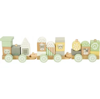 Dřevěná hračka DŘEVĚNÝ VLÁČEK DŘEVĚNÁ ŽELEZNICE PASTELOVÉ BARVY 22 DÍLŮ