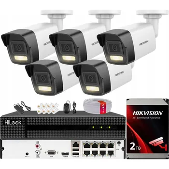 Bezpečnostní kamera Monitorovací sada s 5 kamerami 4MPX Smart Hybrid Light Hikvision MD2.0 + 2TB