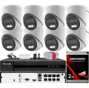 Bezpečnostní kamera Sada monitoringu pro 8 kamer 4MPX Smart Hybrid Light 40m Hikvision PoE 2TB