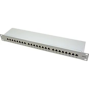 Patch panel Patchpanel 19'' kat. 6a STP, 24 portů, šedý