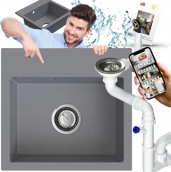 Granitový dřez Jednokomorový granitový dřez GoodPriceShop ERA, šedý