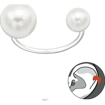 Náušnice ANNA PERLY Elegantní rhodiované náušnice earcuff s bílými perličkami