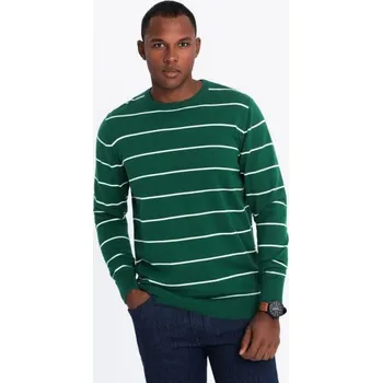 Pánský svetr Ombre Clothing Pánský zelený svetr s pruhy V4 SWSW-0143