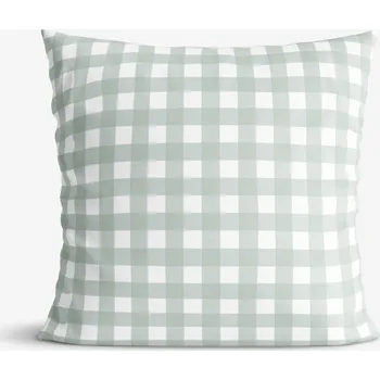 Povlak na dekorativní polštářek Bavlněný povlak na polštář - Šalvějově zelené kostičky 40 x 60 cm