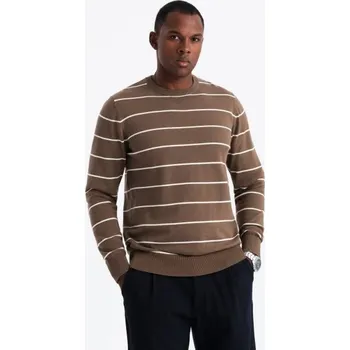 Pánský svetr Ombre Clothing Pánský hnědý svetr s pruhy V3 SWSW-0143