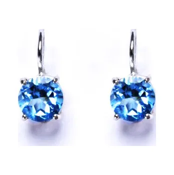 Náušnice Zlaté náušnice, přírodní topaz swiss, bílé i žluté zlato - NK 1252 (topaz 7 mm)