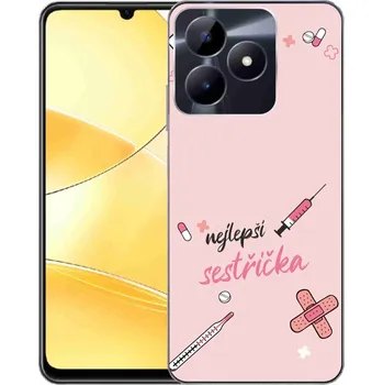 Pouzdro na mobilní telefon Gelový kryt mmCase na Realme C51/C53 - nejlepší sestřička růžové pozadí