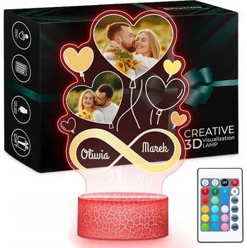 Lampička 3D LED Noční Lampa do ložnice, Dárek k výročí svatby pro přítelkyni