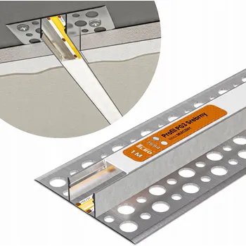 LED lišta LED hliníkový profil pro sádrokartonové desky, zapuštěný, 1m, stříbrný