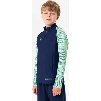 Dámská mikina KIPSTA Dětská mikina se zipem u krku Club Wavy 5-6 LET MODRÁ|ZELENÁ