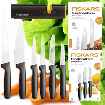 Kuchyňský nůž FISKARS FF SADA 6 NOŽŮ V KRABICÍCH 1057559+1057561 + BROUSEK ESSENTIAL