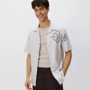 Pánská košile Reserved - Košile s&nbsp;příměsí lyocellu regular fit - světle šedá - 124FR-09X - 124FR-09X-L