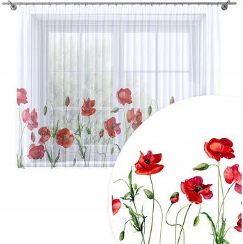 Záclona HOTOVÁ ZÁCLONA VOÁL 300X160 BAREVNÁ VZOR NA ŽABKY PÁSCE ZÁCLONY VLČÍ MÁKY 374