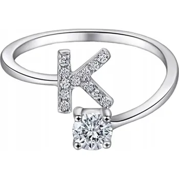 Prsten Stříbrný Nastavitelný Prstýnek s písmeno K, Stříbro 925