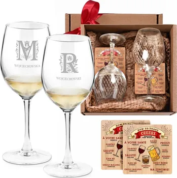 Sklenice Vánoční Dárek pro pár, 2 ks Skleničky s gravírováním víno o objemu 350 ml