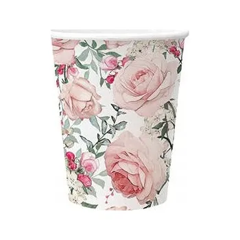 Party nádobí Papírové Kelímky Nádherné růže 250ml, 8 ks , PAW