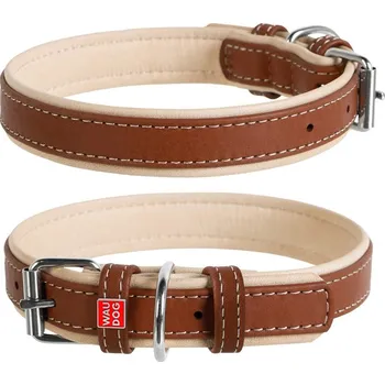 Obojek pro psa WAU DOG Plochý kožený obojek Soft hnědo béžový Obvod krku: 30-39cm, šířka: 20mm