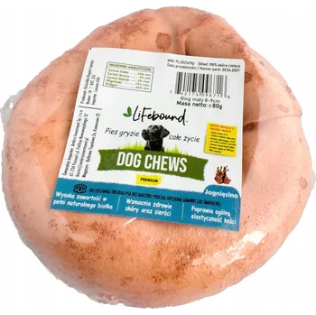 Pamlsek pro psa Kost žvýkací PRZESMAK pro PSA JEHNĚČÍ kulatý RING 8-9 Cm přírodní kůže