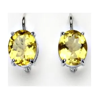 Náušnice Zlaté náušnice, přírodní citrín pálený, bílé i žluté zlato NK 1242 (citrín 10x8 mm)