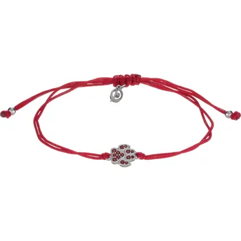 Náramek Stříbrný náramek Shamballa s českým granátem, rhodiovaný - tlapka