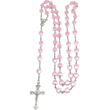 Náhrdelník Srdíčkový růženec z bižuterie – elegantní doplněk s obvodem 40 cm