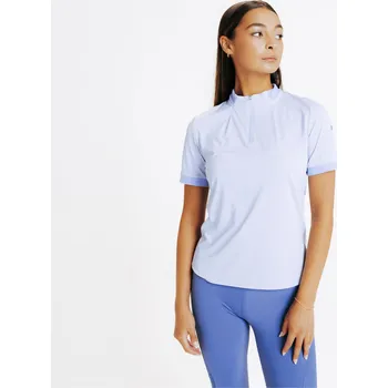 FOUGANZA Dámské jezdecké polo tričko s krátkým rukávem Héritage L FIALOVÁ|MODRÁ