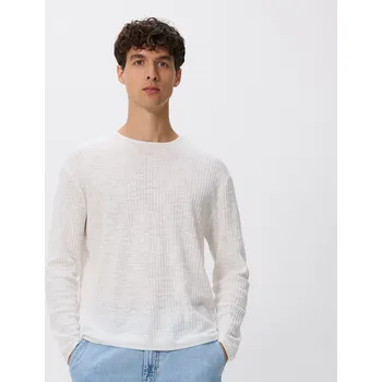 Pánský svetr Reserved - Svetr z texturovaného úpletu - bílá - 011FR-00X - 011FR-00X-XL