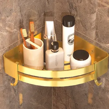 Drátěná police ROHOVÁ KOUPELNOVÁ POLICE, kartáčované zlato 1 KS