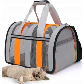 přepravka pro zvíře VELKÁ PEVNÁ CESTOVNÍ TAŠKA 42x24x23 PŘEPRAVKA PRO KOČKU A PSA KRÁLÍKA, ŠEDÁ