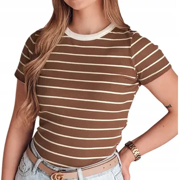 Dámské tričko DÁMSKÉ TRIČKO S PRUHY TRIČKO S KRÁTKÝM RUKÁVEM DSTREET RY2810 - L/XL