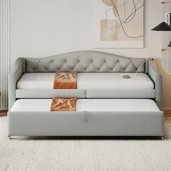 Postel Jednolůžková dřevěná postel Arhatreya 90x200 cm šedá