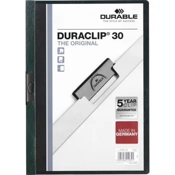 Durable 2200, složky DURACLIP 30 listů, rychlovazač A4 s výsuvnou sponou Barva: Tmavě zelená
