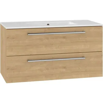 Koupelnový nábytek EBS Pure Skříňka s keramickým umyvadlem slim 101 cm, dub Arlington