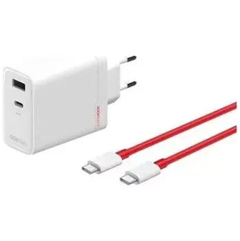 ONE Plus OnePlus SUPERVOOC 120W Dual USB-A + USB-C Cestovní Nabíječka + USB-C/USB-C Kabel White