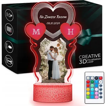 Lampička 3D LED Noční Lampa do ložnice, jmenovka, Dárek pro manželku k výročí svatby