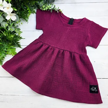 Dívčí šaty Kulišárny Dívčí letní princess šaty mušelín WINE VELIKOST: 128