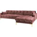 Micadoni Sametová rohová pohovka Mamaia 293 cm, pravá