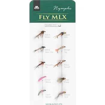 Umělá nástraha Mikado Sada Umělých Mušek Nymfs Barbless 10ks