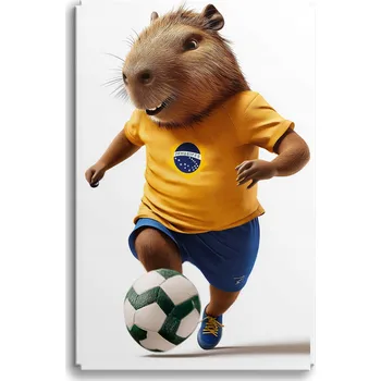 Obraz Obrázek pro děti a mládež Kapybara Fotbalista s míčem s kapybarou 80x120