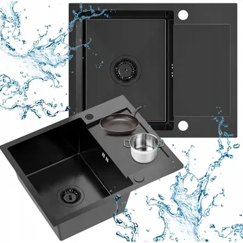 Granitový dřez Jednokomorový dřez Sink Quality COLE ocel černý