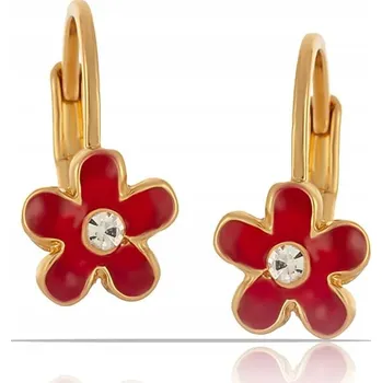 Náušnice ZLATÉ NÁUŠNICE PRO DÍVKU KVĚTINKY SWAROVSKI