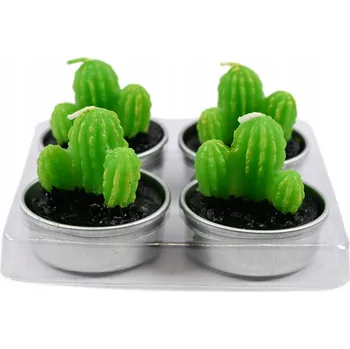 Svíčka SADA ČAJOVÝCH SVÍČEK DEKORATIVNÍ SVÍČKA ZELENÁ KAKTUS SUKULENT