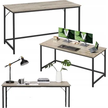 Obdélníkový psací stůl Vasagle 140 x 60 x 75 cm černý, kov, modrá, béžové odstíny, hnědé odstíny