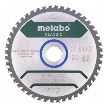 Řezný kotouč PILA ŘEZNÝ KOTOUČ METABO STEEL CUT 190X30X48 SENDVIČOVÉ DESKY PLECH