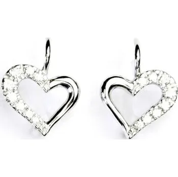 Náušnice Zlaté náušnice srdíčka, čiré zirkony, bílé i žluté zlato - NK 1322