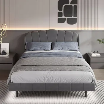 Postel Dřevěná manželská postel Arhatreya 160x200 cm šedá