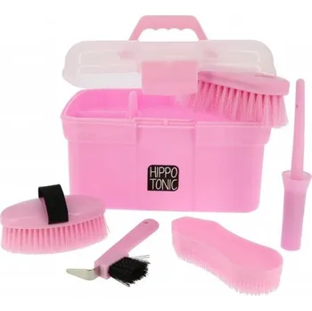 Pro koně Box na čištění + sada kartáčů HIPPOTONIC pink