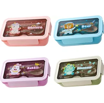 Svačinový box Školský desiatový box s príborom Animal-Fialová