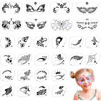 Vrták Sada šablon na malování obličeje, 28 ks, opakovaně použitelné